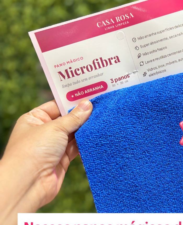 Kit de 3 panos mágicos de microfibra Casa Rosa